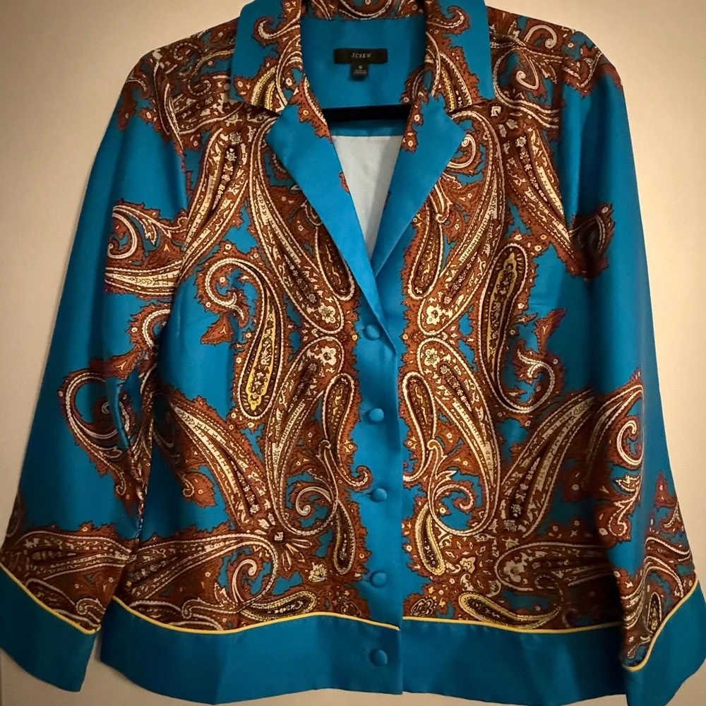 J. Crew Blue Paisley Top